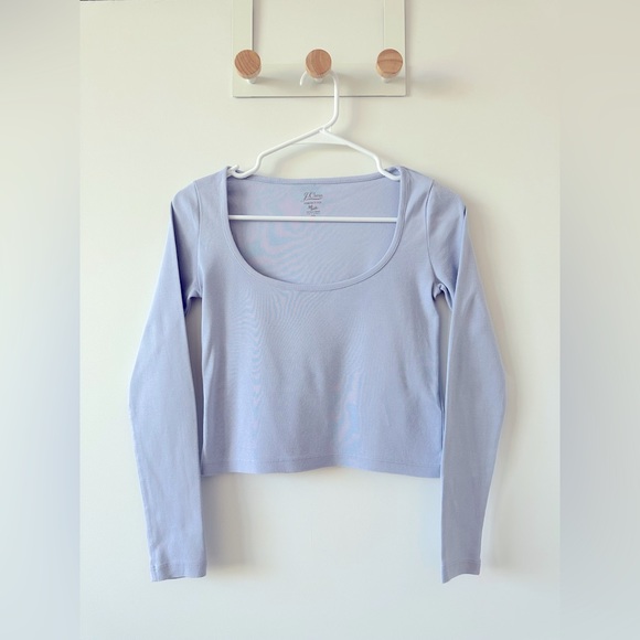 J.Crew scoopneck ribbed long-sleeve T-shirt in peri shadow - Picture 2 of 2